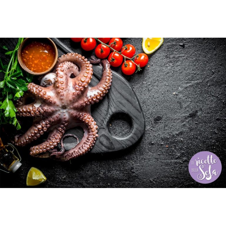 Polpo sous-vide su “crema” di burrata e pomodorini confit