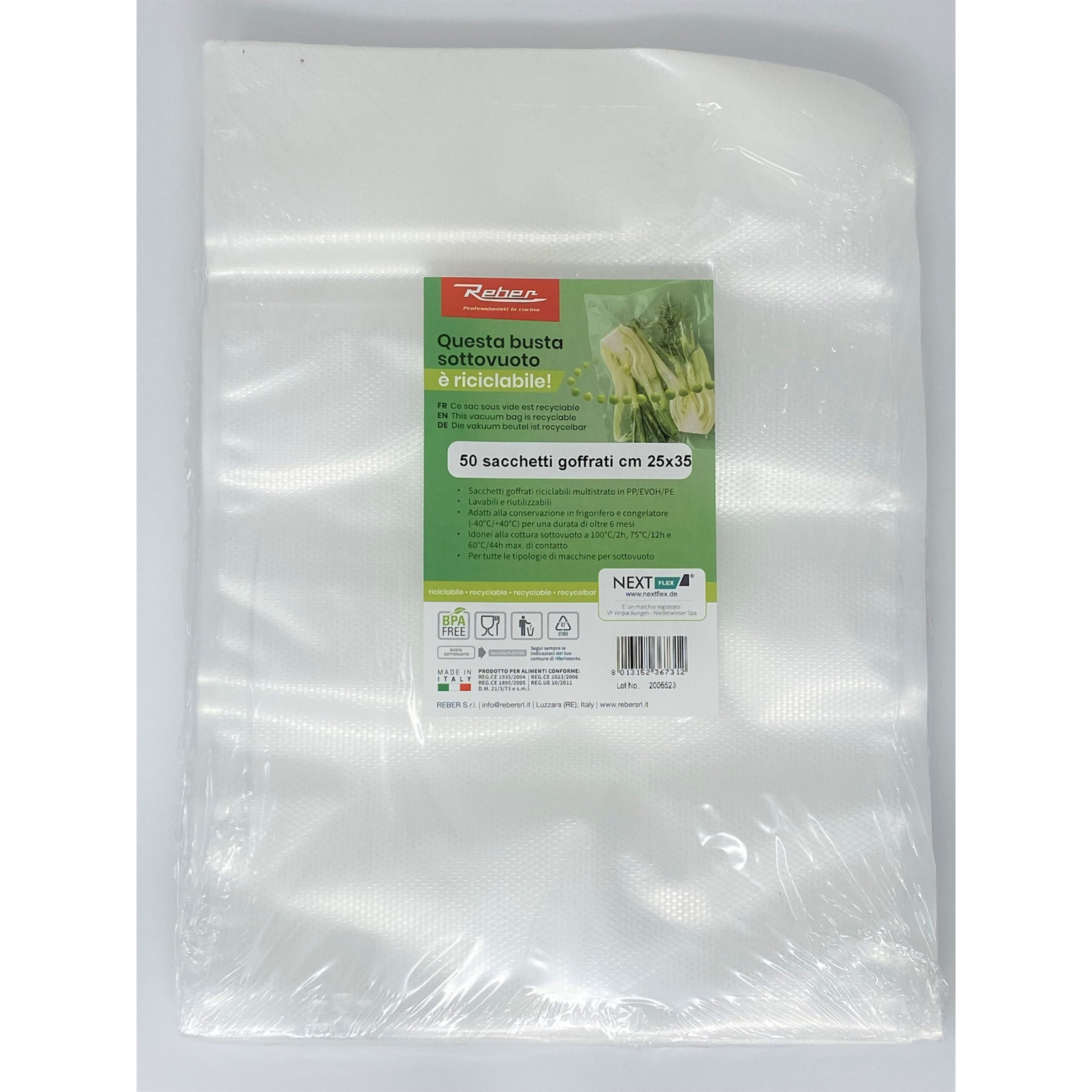 SACCHETTI GOFFRATI RICICLABILI NEXTFLEX cm. 25×35 50 pz.