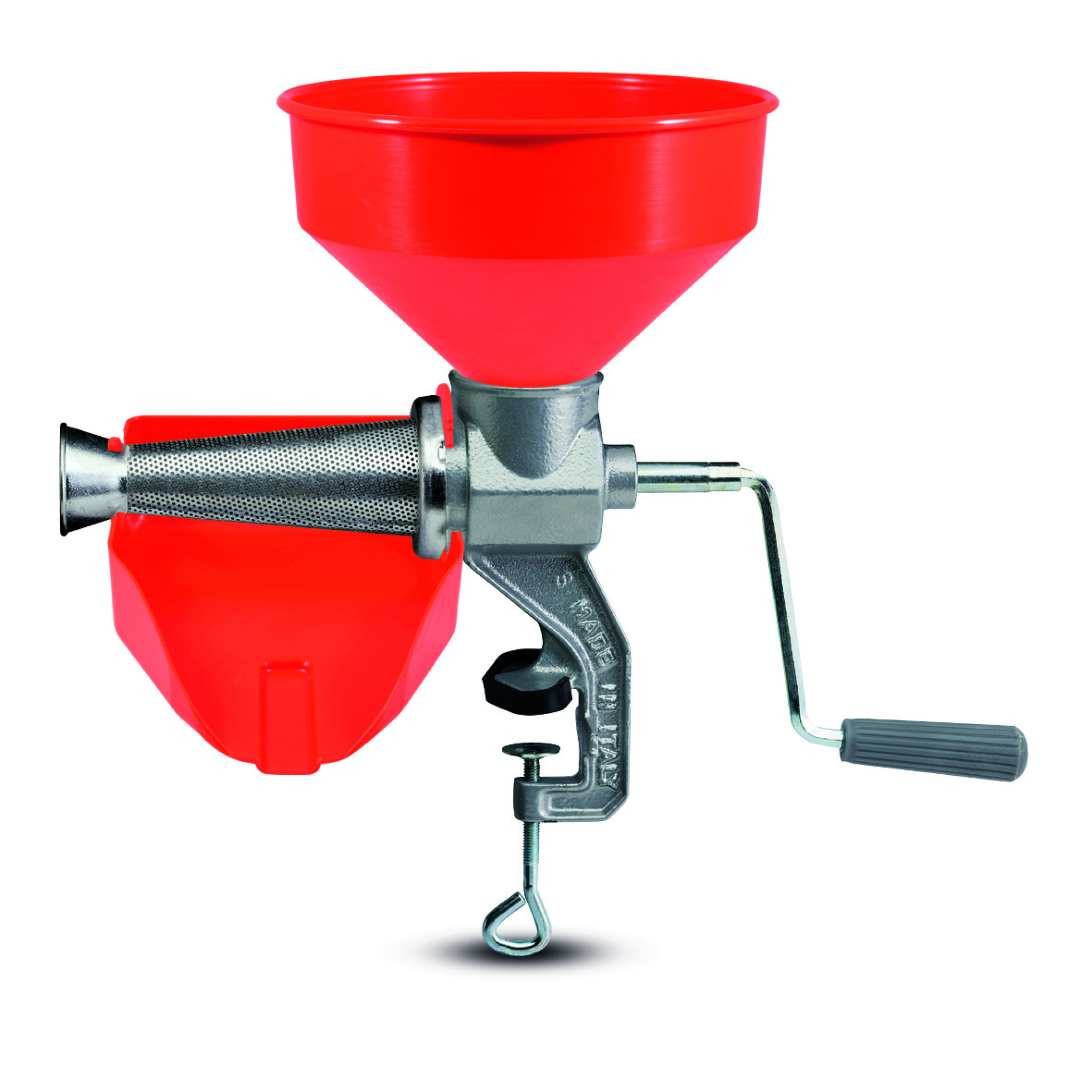 Presse-tomates manuel n° 3 avec accessoires en plastique – Filtre en acier inoxydable 18/10