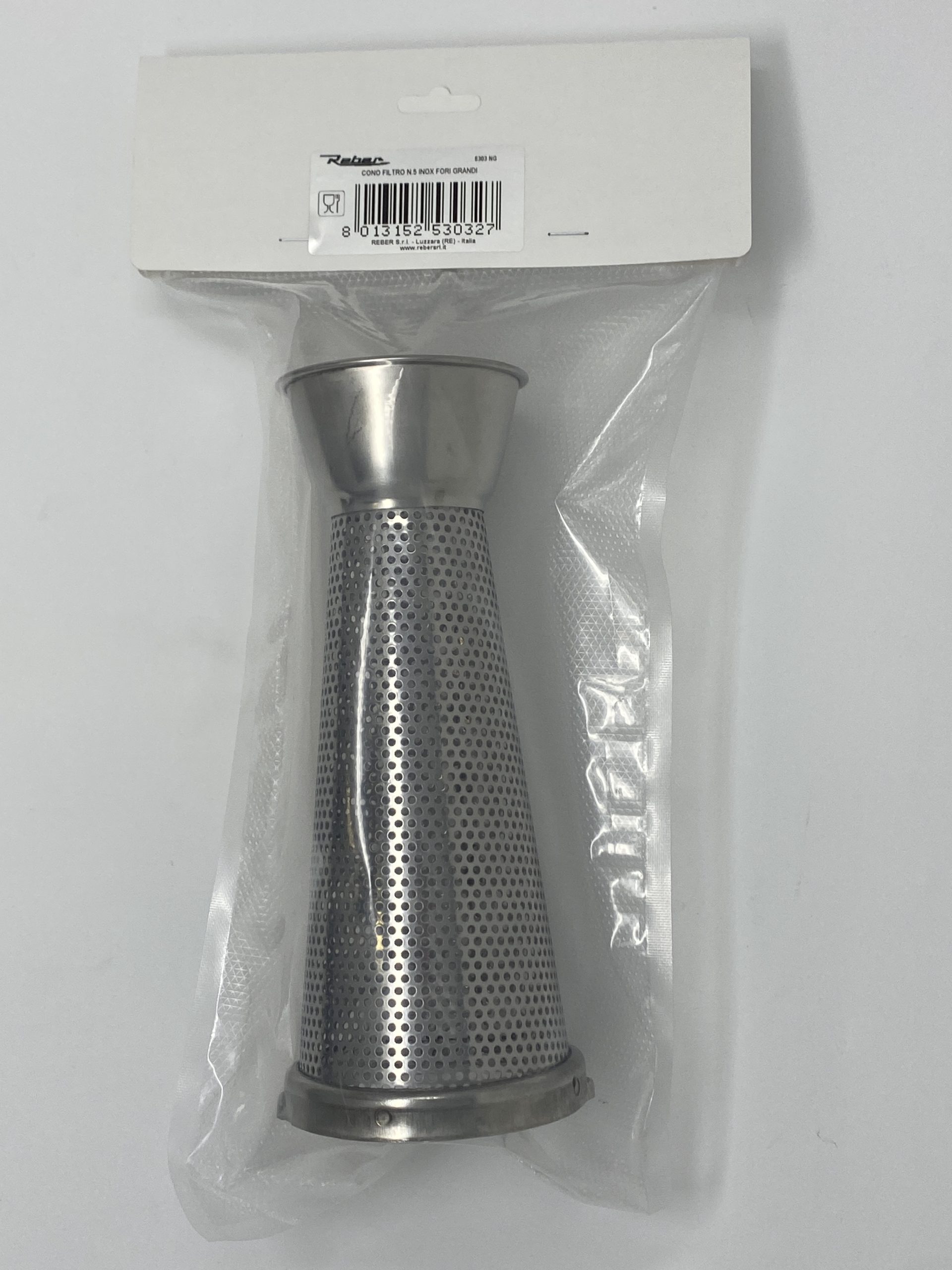 CONO FILTRO INOX N.5 fori grandi (ca. 2,5 mm.)